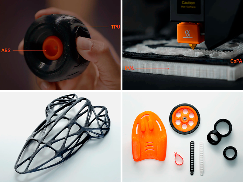 Peças complexas multimateriales impressas em 3D com a impressora Snapmaker J1